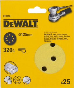 DeWalt DT3118-QZ - Schuurpapier - 320 korrel - 125 mm (25 stuks)