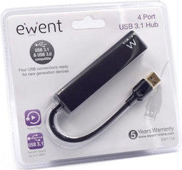 USB Hub Ewent EW1136 4 x USB 3.0 Black