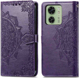 iMoshion Hoesje Geschikt voor Motorola Edge 40 Hoesje Met Pasjeshouder - iMoshion Mandala Bookcase - Paars
