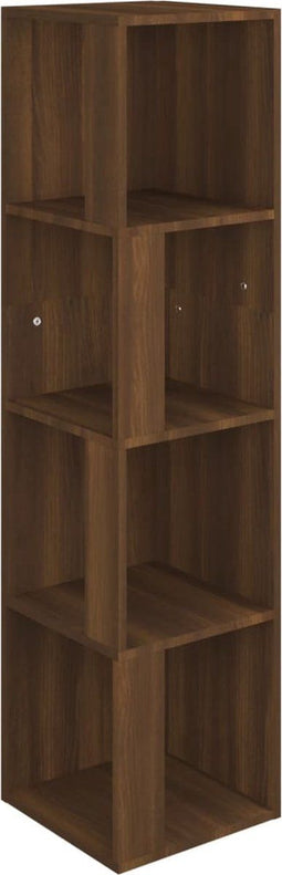 vidaXL - Hoekkast - 33x33x132 - cm - bewerkt - hout - bruin - eikenkleur
