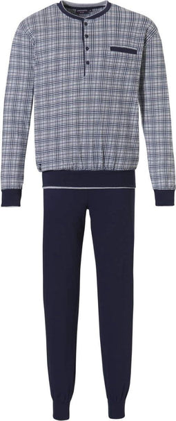 Pastunette for Men - Modern Check - Pyjamaset - Grijs met Blauw - Maat XL