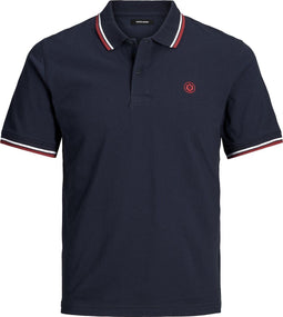 JACK & JONES JJENOAH - Polo - Contrast kraag en mouw - Donkerblauw - Maat XL