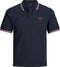 JACK & JONES JJENOAH - Polo - Contrast kraag en mouw - Donkerblauw - Maat XL