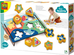SES - Tiny Talents - Vormenstoof puzzel - spelenderwijs leren - Montessori - vormen combineren - met leuke illustraties - Speelgoed 1 jaar