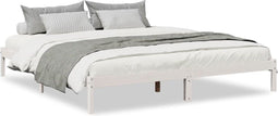 vidaXL - Bedframe - extra - lang - zonder - matras - grenenhout - wit - 200x220 - cm