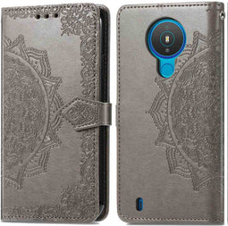 iMoshion Hoesje Geschikt voor Nokia 1.4 Hoesje Met Pasjeshouder - iMoshion Mandala Bookcase - Grijs