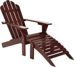 vidaXL - Tuinstoel - met - voetenbank - hout - bruin