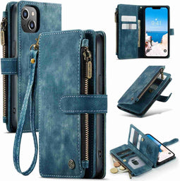 Caseme - Geschikt voor iPhone 14 - Portemonnee hoes - Blauw
