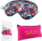 SMUG Slaapmasker met Roze Oordopjes en Opbergzakje - 100% Verduisterend - Verstelbaar Oogmasker in Satijn - Tattoo Print