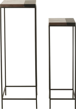 J-Line bijzettafel Hoog - metaal - brons/zwart - set van 2