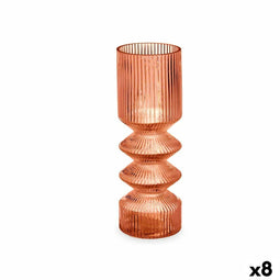 Vaas Strepen Oranje Kristal 8 x 23 x 8 cm (8 Stuks)