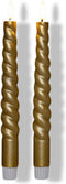 Anna's Collection LED dinerkaarsen swirl - 3D vlam - goud - 23 cm (2 stuks)