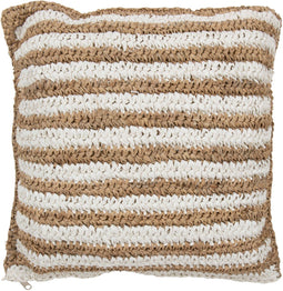 J-Line - Kussen Strepen Mendong Wit - 45x45x15cm