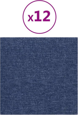 vidaXL - Wandpanelen - 12 - st - 1,08 - m² - 30x30 - cm - stof - blauw