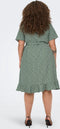 ONLY CARMAKOMA CARLIVIA - Wrap dress - V-hals met ruffle - Chinois green met stippen