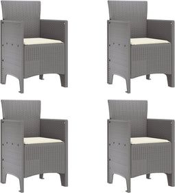 vidaXL - tuinmeubels - met - kussens - set - van - 4 - lichtgrijs - poly - rattan