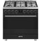SMEG B91GMMBNLK2 - Vrijstaand fornuis gas/elektro - 6 kookzones 115 liter - mat zwart