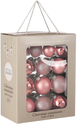 Mica Decorations Kerstballen Set - 26 Stuks - Ø7 cm - Glas - Roze