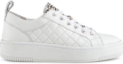 PS Poelman Esquimo - Dames Quilted Leren Sneakers - Leopard Print - Wit