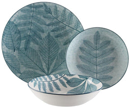 Versa Aylen - Serviesset - 18 Onderdelen - Blauw (6 dessertborden Ø 19 cm 6 diepe borden Ø 20 cm 6 eetborden Ø 26,5 cm)