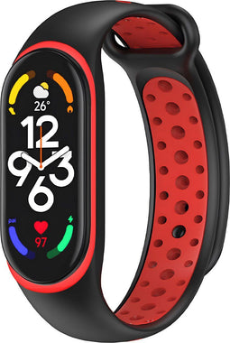 iMoshion Bandje Geschikt voor Xiaomi Mi Band 7 - iMoshion Siliconen sport band met inkliksysteem ronde drukknoop - Zwart