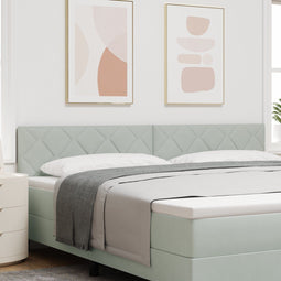 vidaXL - Hoofdbord - met - Diamantontwerp - Lichtgrijs - 200 - cm - Velours