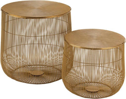 J-Line bijzettafel Mand - metaal - goud - set van 2