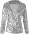 Dressforfun Paillettenjas dames - Verkleedkleding - Schitterende pailletten - Zilver XL