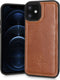 NorthLife - Geschikt voor iPhone 12 Mini - Leren Backcover hoes - Cognac