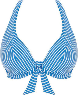Beach Hut Bikini Top - Retro stijl - Blauw-witte chevronprint - Maat 70E (EU)