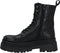 PS Poelman Korio - Leren Chunky Plateau Combat Veterlaarzen - Zwart - Dames - Maat 39
