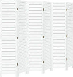 vidaXL - Kamerscherm - met - 6 - panelen - massief - paulowniahout - wit