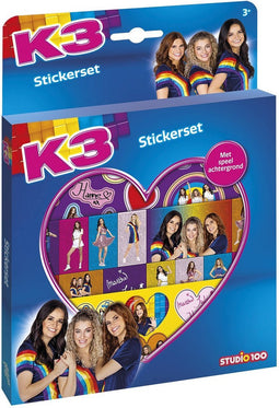 K3 Sticker set Totum 3 stickervellen en speelachtergrond Studio 100 creatief stickeren knutselen studio 100
