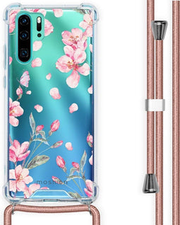 iMoshion Hoesje Geschikt voor Huawei P30 Pro Hoesje Met Koord - iMoshion Design Hoesje met Koord - Roze / Transparant / Blossom Watercolor