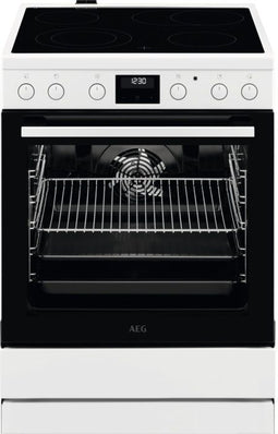AEG CCB6441BBW - Vrijstaand fornuis - Keramisch kookveld UniSight™ timerdisplay - Wit/Zwart