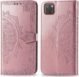 iMoshion Hoesje Geschikt voor Huawei Y5p Hoesje Met Pasjeshouder - iMoshion Mandala Bookcase - Rosé Goud