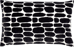 WOOOD Anwar Kussen - Velvet - Off White/Zwart - 40x60x10