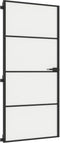 vidaXL - Binnendeur - smal - 93x201,5 - cm - gehard - glas - en - aluminium - zwart