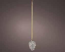 Lumineo - Micro LED dennenappel binnen dia15-H21cm clear/warm white