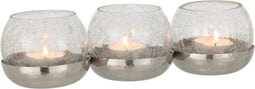 J-Line theelichthouder 3 Bol Craquele - glas/staal - zilver