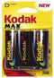 Kodak Max Super D - Alkaline Batterij D LR20 - 1.5V - 19.500mAh (2 stuks)