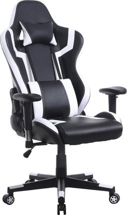 Gamestoel Tornado bureaustoel - ergonomisch verstelbaar - racing gaming stoel - zwart wit