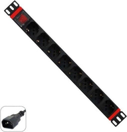 Schuko 19" 8 Way Multi-socket Adapter with On / Off Switch WP WPN-PDU-C01-08