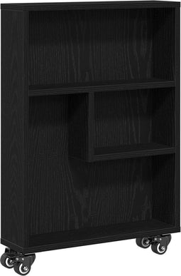 vidaXL - Smalle - Opbergtrolley - Zwart - Eiken - 48x13x68 - cm - Gelaagd - Hout