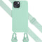 Selencia Hoesje Geschikt voor iPhone 15 Hoesje Met Koord - Selencia Siliconen hoesje met afneembaar koord - Turquoise