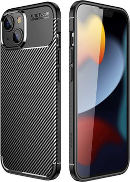 iMoshion Hoesje Geschikt voor iPhone 14 Hoesje Siliconen - iMoshion Carbon Softcase Backcover - Zwart