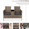 tectake® - wicker tuinbank 2-zitsbank met tafel - 131 x 61 x 82 cm - natuur/donkergrijs - poly-rattan