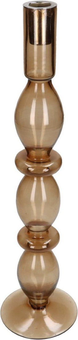 Kandelaar glas bruin 10x10x40 cm