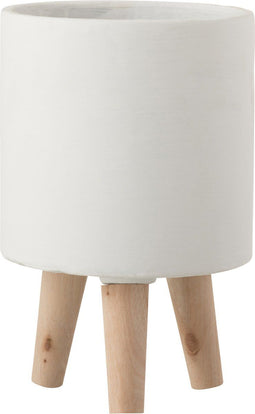 J-Line bloempot Op Poten - cement - wit - small - Ø 16.00 cm