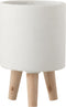 J-Line bloempot Op Poten - cement - wit - small - Ø 16.00 cm